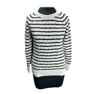 Gap XS Womens Navy/Black & White Striped Cable Knit Sweater